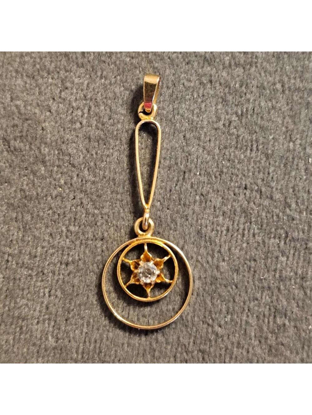 Vintage 10k Gold Diamond Lavaliere Pendant